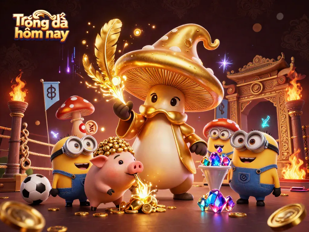 Experience Trực tiếp bóng đá hôm nay with dynamic sports betting elements in a vibrant 3D scene.