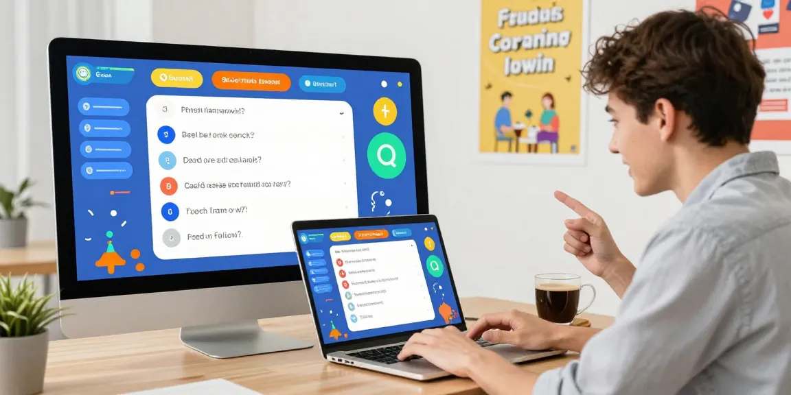 Interaktive Quiz-Plattform mit einem Benutzer, der sein Allgemeinwissen testet.