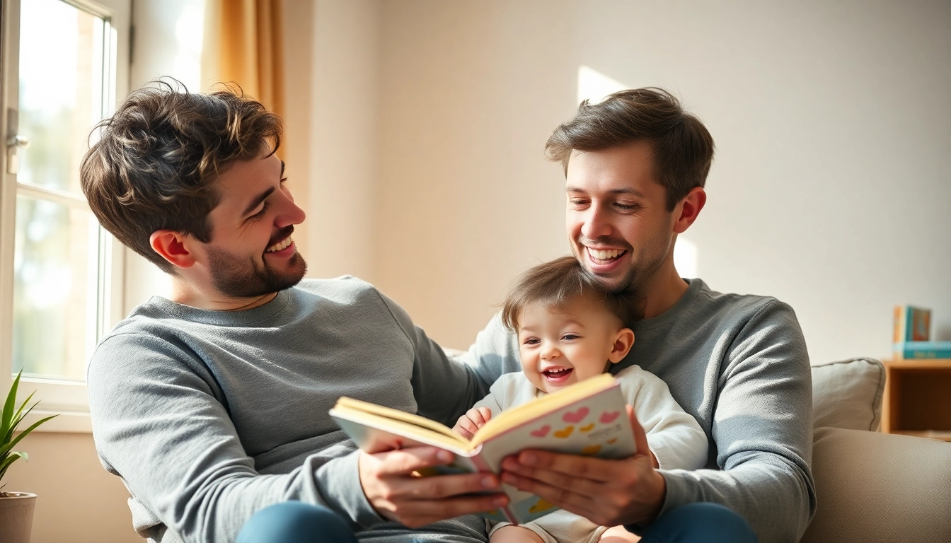 Kindererziehung: Ein Vater liest mit seinem Kind in einem hellen Raum und fördert so die emotionale Bindung.