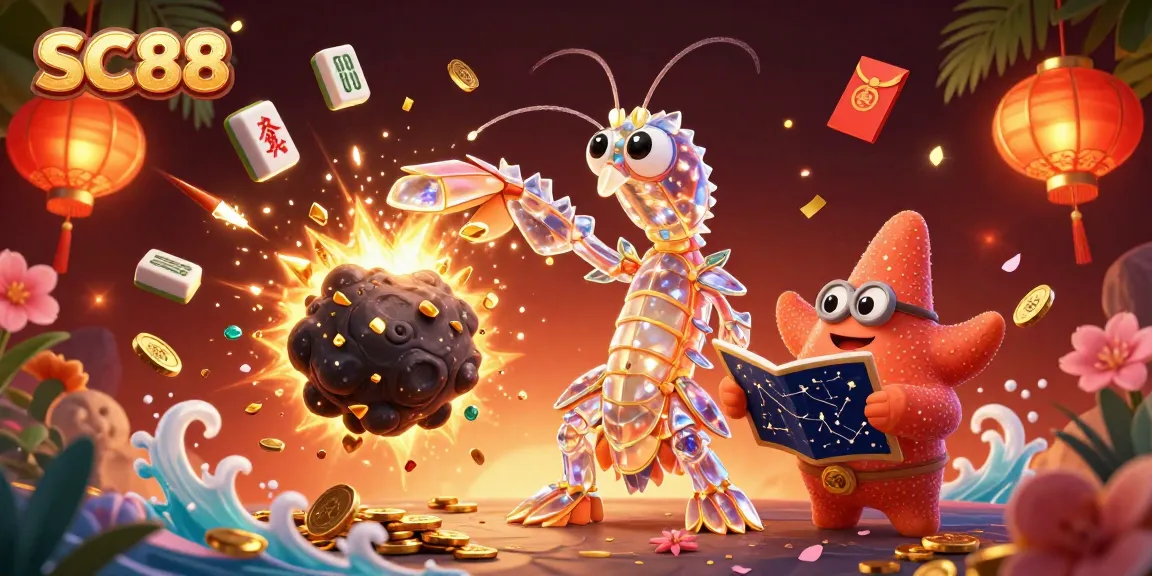 SC88 showcases a thrilling casino adventure as a mantis shrimp battles through gem-filled space.