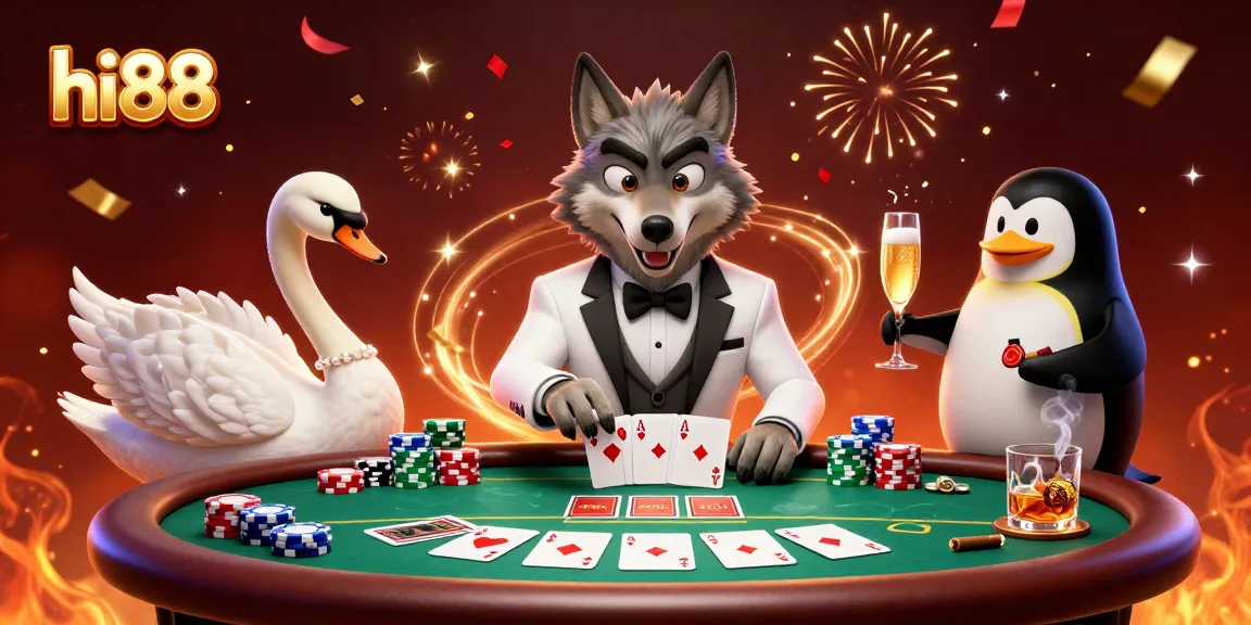 Experience thrilling baccarat action at hi88 with charming characters and vibrant casino elements.
