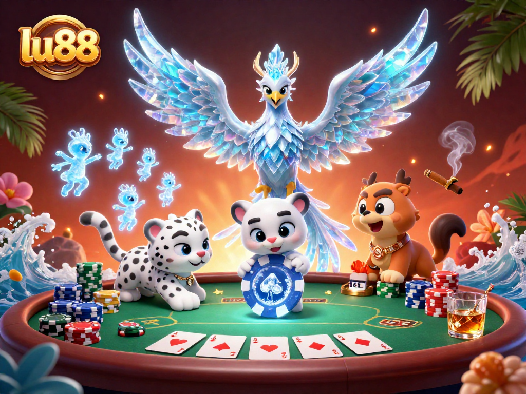 Experience thrilling gaming moments at lu88 with unique ice-themed characters and rich casino elements.