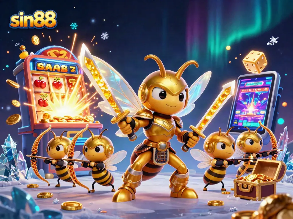 sin88 casino experience with dynamic golden hornet samurai and vibrant slot machine elements.