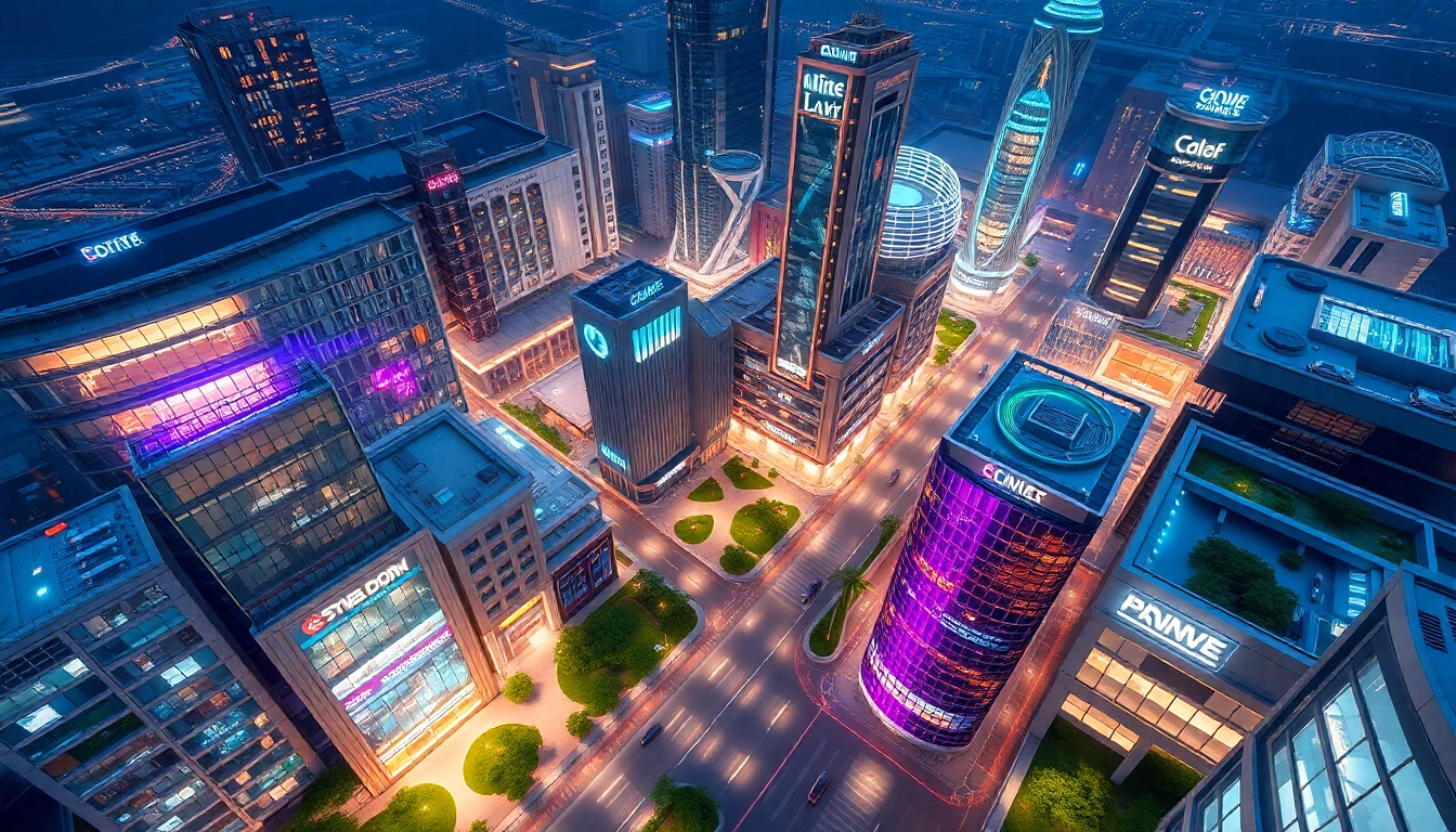 Architekturvisualisierung: Futuristische 3D-Darstellung urbaner Architektur mit lebendigen Details und Licht.