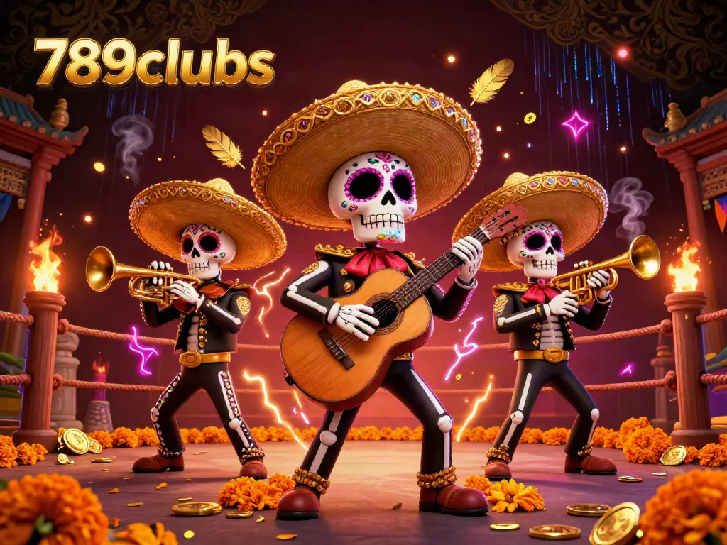 Engage in vibrant casino action with 789clubs as a lively mariachi band plays amidst betting tokens and gold coins.