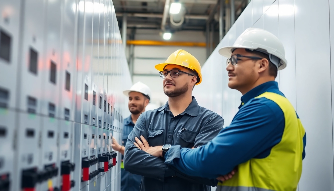 Prüfung ortsfester elektrischer Anlagen von qualifizierten Technikern in moderner Umgebung.