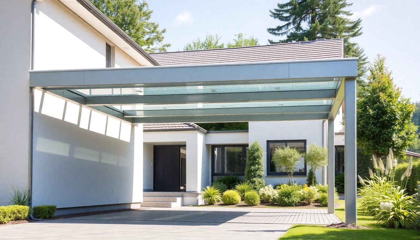 Robustes Carport Metall bietet optimalen Schutz für Fahrzeuge und wertet die Hauslandschaft auf.