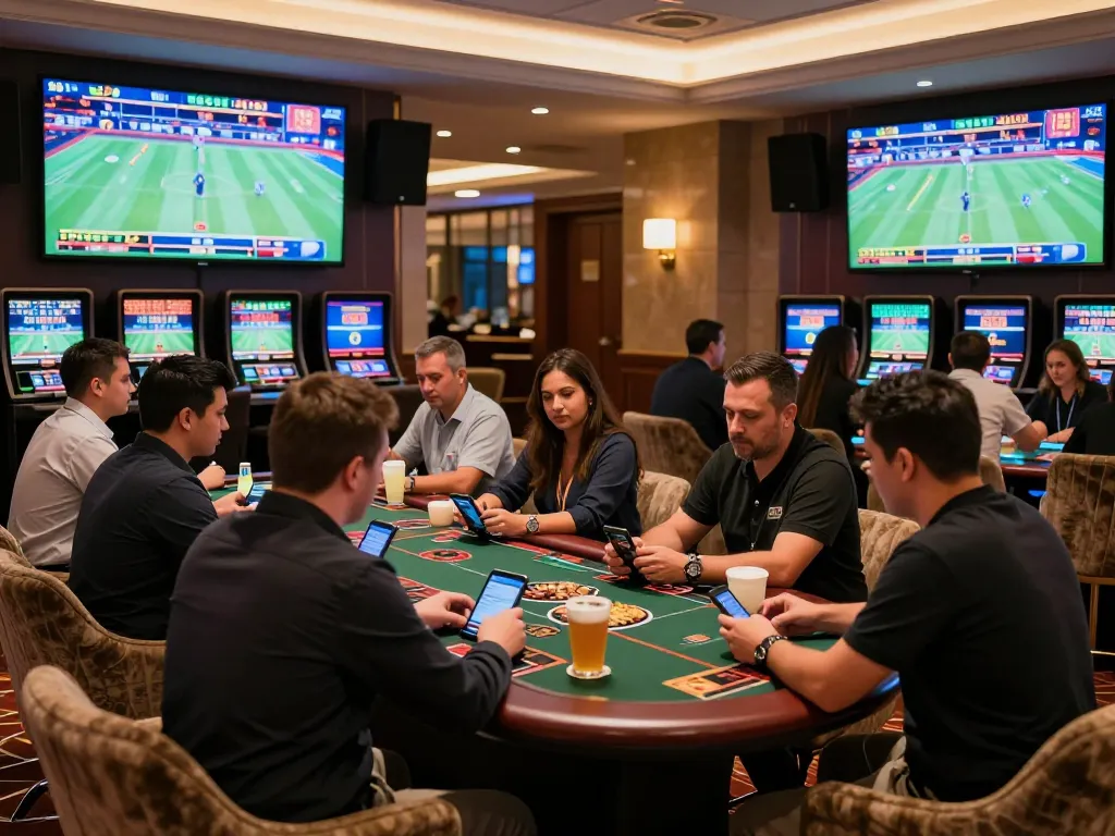 Betting excitement at a luxury casino with kèo nhà cái odds on display for sports enthusiasts.