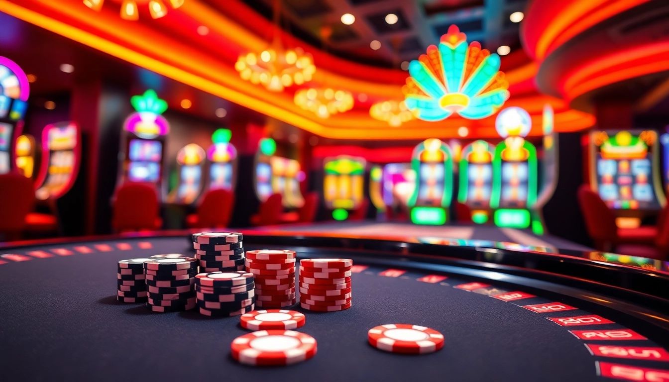 Golisimo Germany zeigt eine aufregende Casino-Atmosphäre mit Roulette Tisch und Spielchips.