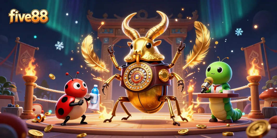 Experience thrilling action at five88 with an epic 3D scene featuring competitive characters and dynamic casino elements.