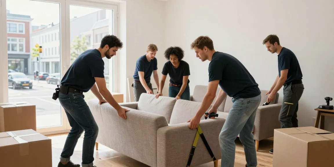 Professionelles Team für Möbelentsorgung in Berlin beim Abbau eines Sofas.