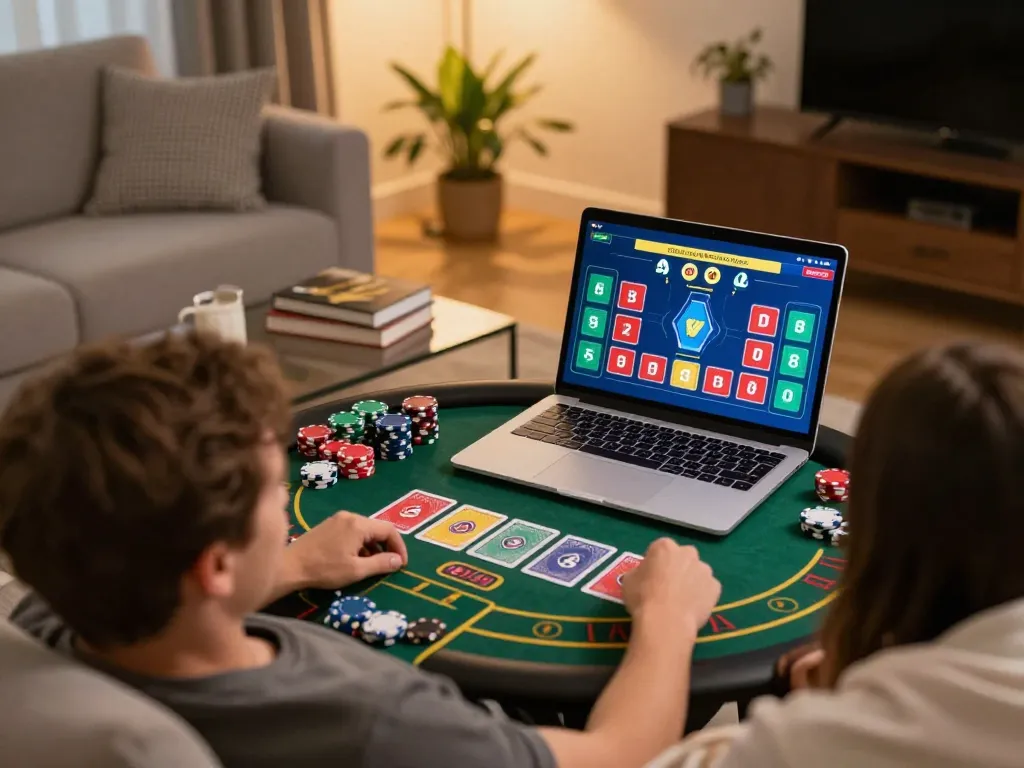 Engaging online poker gameplay experience with sunwin interface on modern laptop.