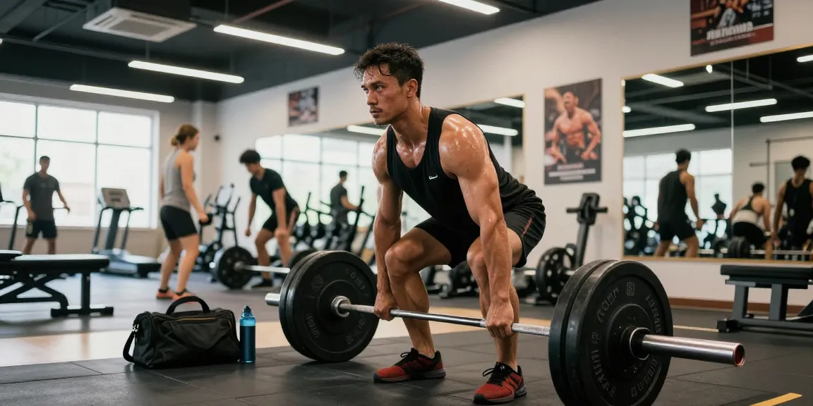 Kraftsportler trainiert im Fitnessstudio und zeigt Produkte von Steroidshop für verbesserte Leistung.