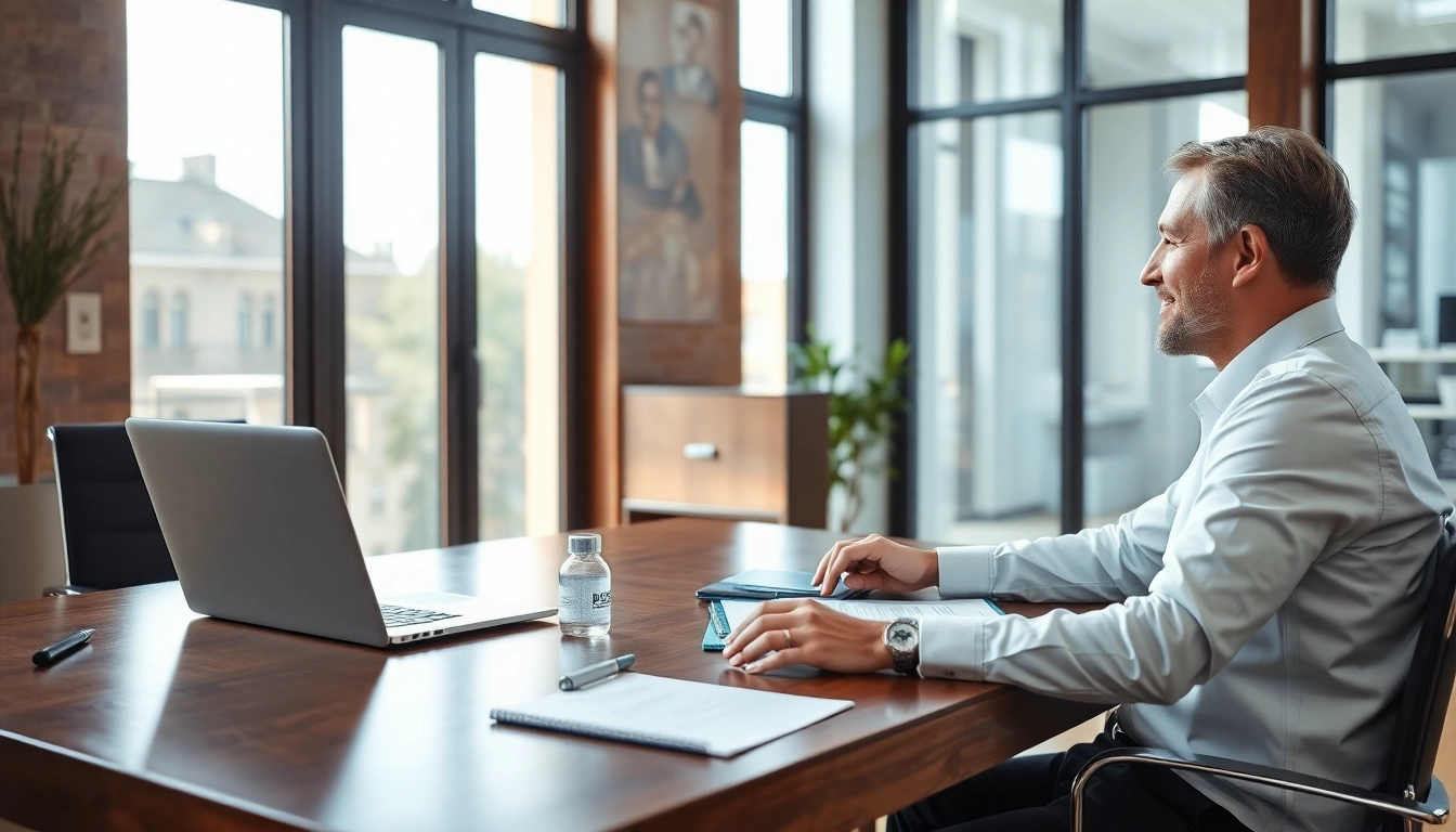 Schuldnerberater berät Kunden in einem modernen Büro über Finanzstrategien.