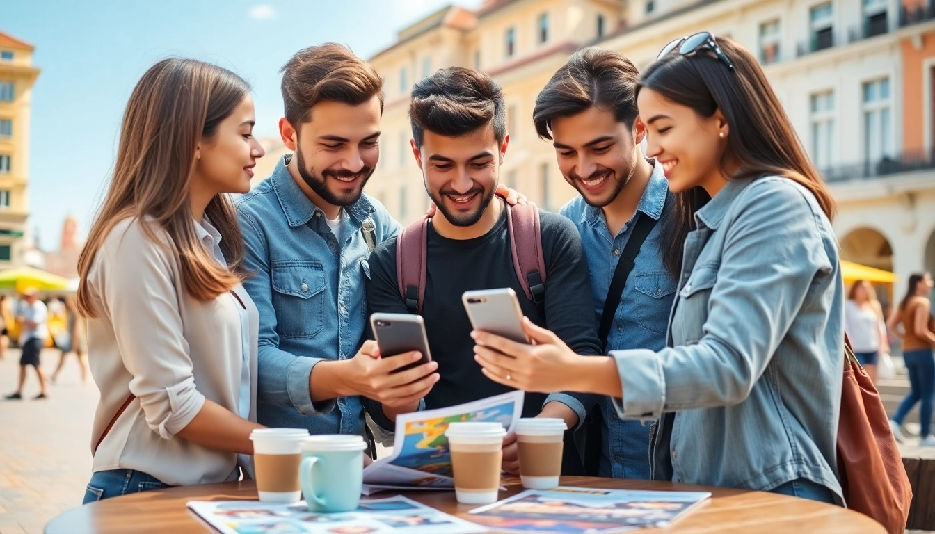 Reisepartner finden app ermöglicht die Verbindung zu Gleichgesinnten in einer lebhaften Stadt.