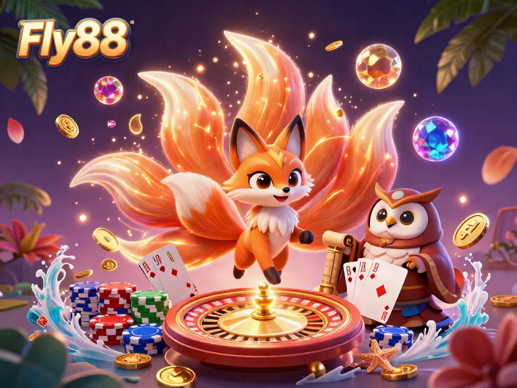 Experience thrilling gameplay at Fly88 with vibrant characters and casino elements in a dynamic scene.
