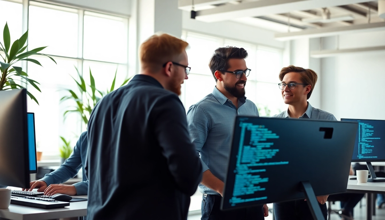 Effiziente Software Entwicklung durch ein Team, das gemeinsam an Lösungen arbeitet.