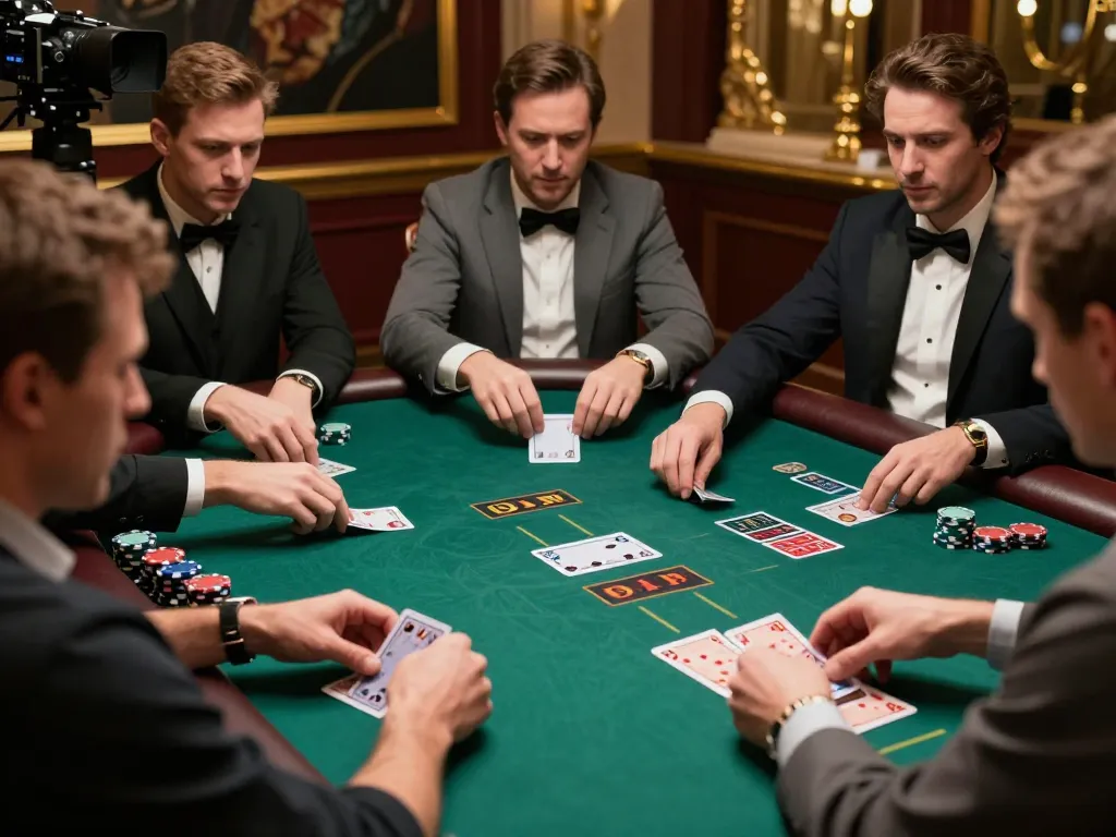 Experience thrilling blackjack strategies at hm88 casino with players gripping cards.