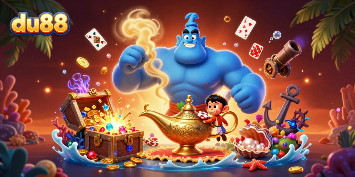 Win big with du88 at this dynamic, colorful casino-themed digital scene with a magical twist.