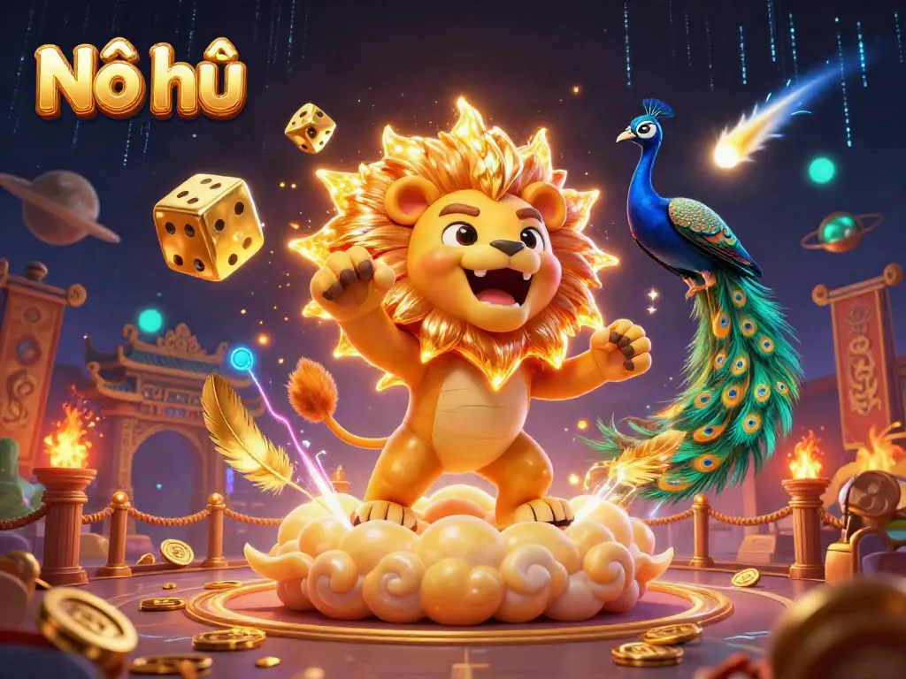 Engage in thrilling Nổ hũ gameplay with vibrant characters and dazzling casino elements.