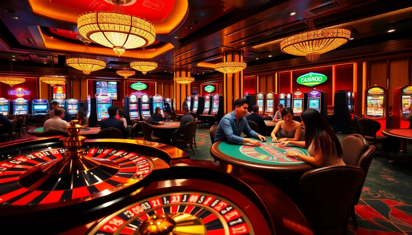 Experience thrilling games at https://vn789.xyz/ with luxurious casino tables and vibrant roulette wheels.