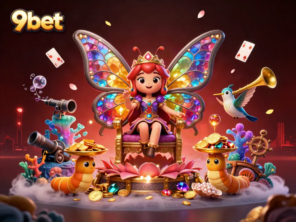 Engage with 9bet's vibrant casino scene featuring dynamic characters and elements of online gaming.