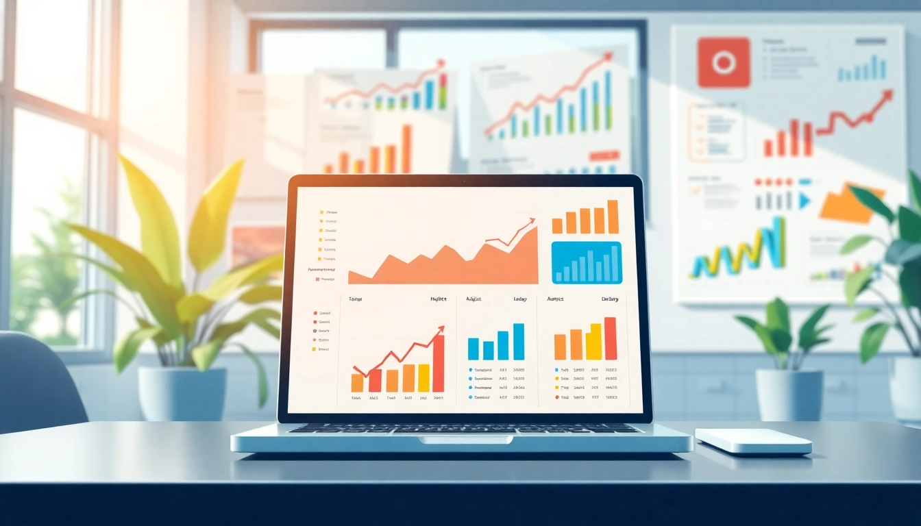 Steigerung der Online Marketing-Strategien durch digitale Analyse in einem modernen Büro.