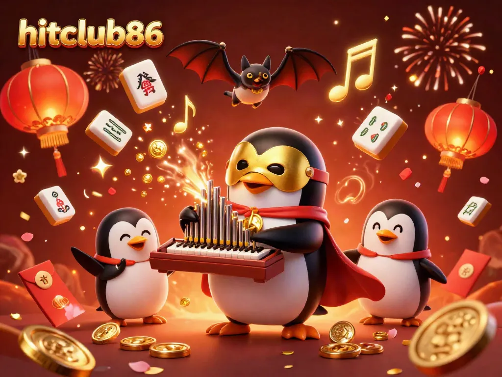 Experience the excitement of hitclub86 with a vibrant online casino scene filled with gold coins and cheerful characters.