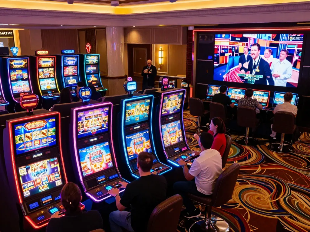 99win players enjoying vibrant slot machines in an engaging casino environment.