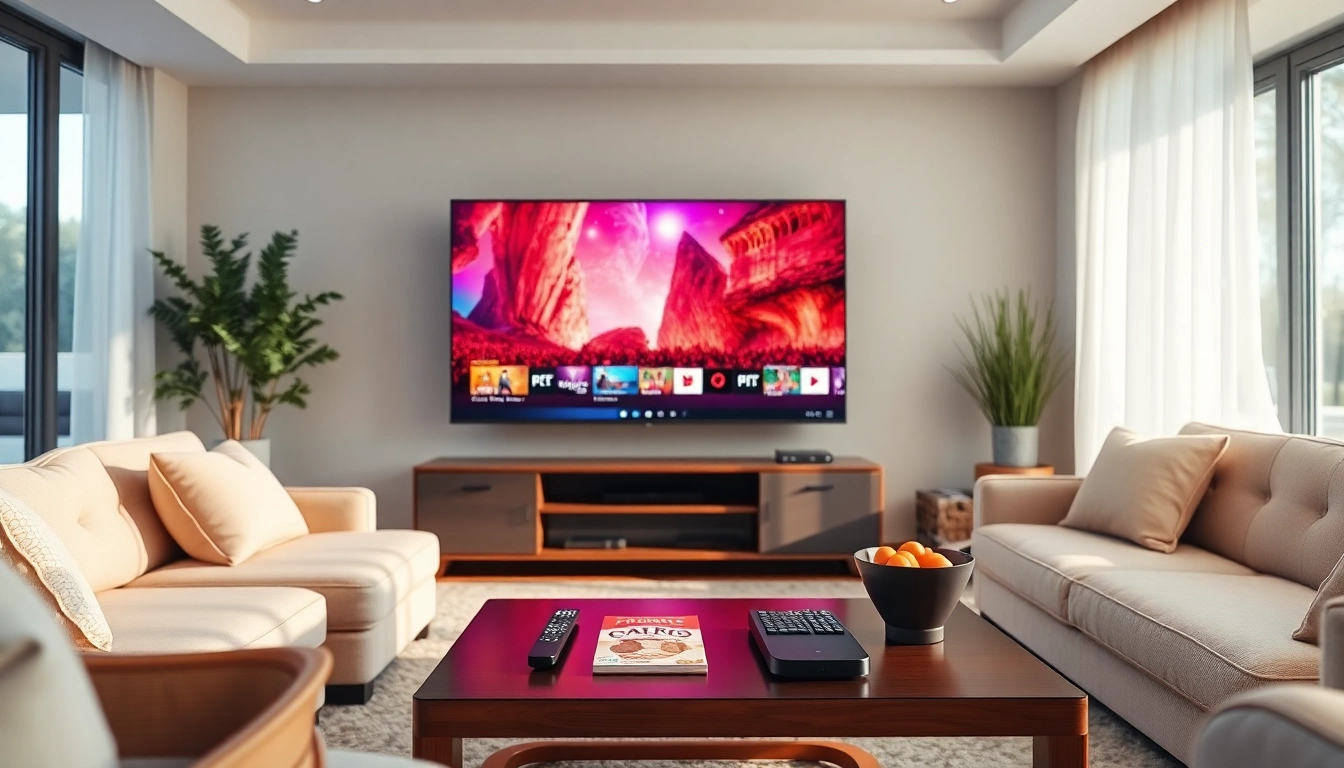 iptv kaufen in einem modernen Wohnzimmer mit eleganter Einrichtung und gemütlicher Atmosphäre.