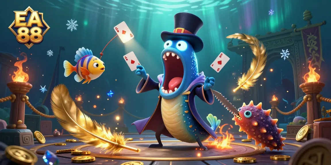 Join EA 88's vibrant magic show with bioluminescent sea creatures and grand casino elements!