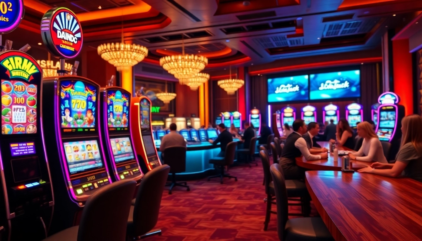 LolaJack Casino vibrant gaming experience with slot machines and live dealers.