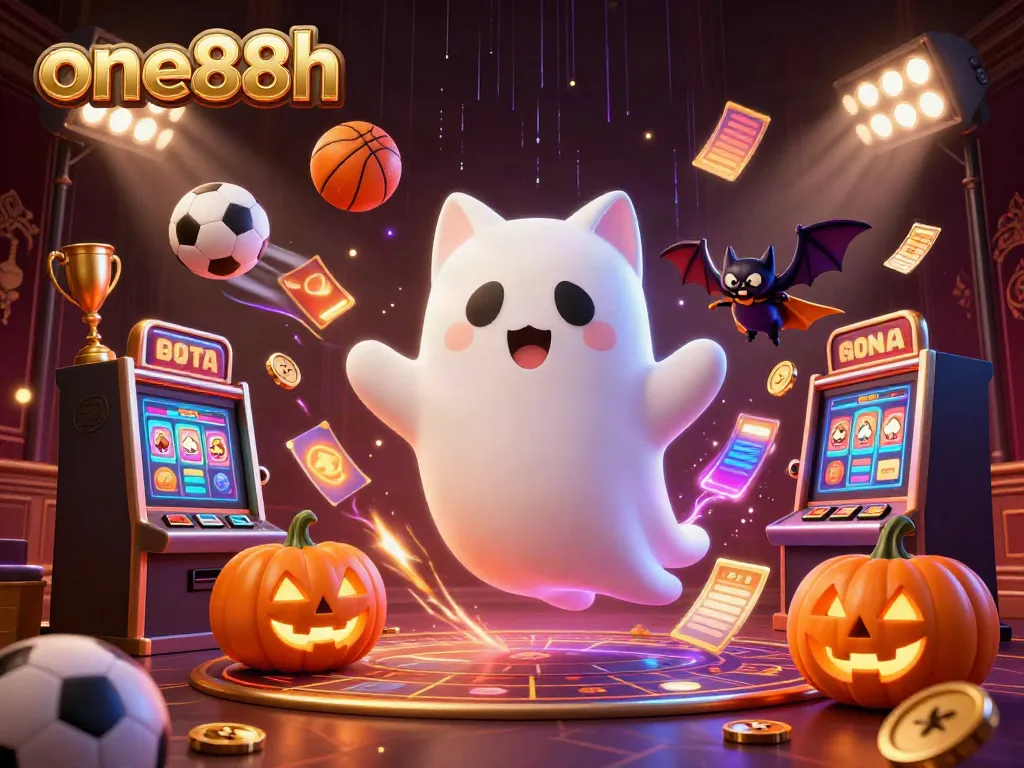 Catch the excitement with one88h as a ghost cat and bat thrive in a vibrant casino scene!