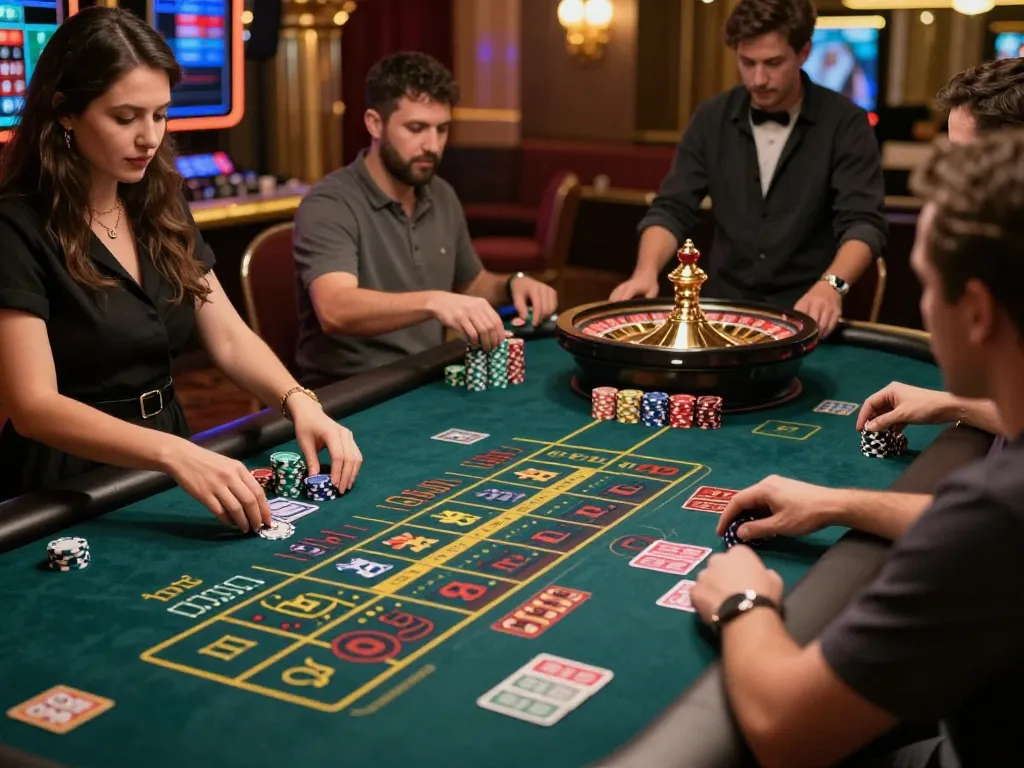 RR88 players intensely watching the roulette wheel spin during a live dealer game.