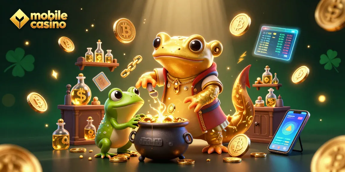 Experience mobile casino excitement with 3D alchemists crafting gold in a vibrant digital scene.