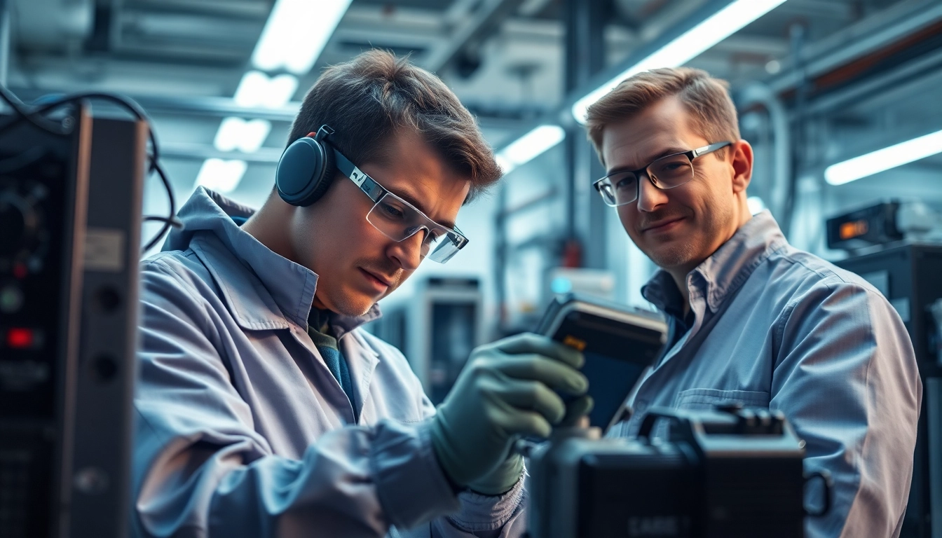 Techniker führt eine DGUV V3 Prüfung an elektrischen Geräten durch, um Sicherheit und gesetzliche Anforderungen zu gewährleisten.