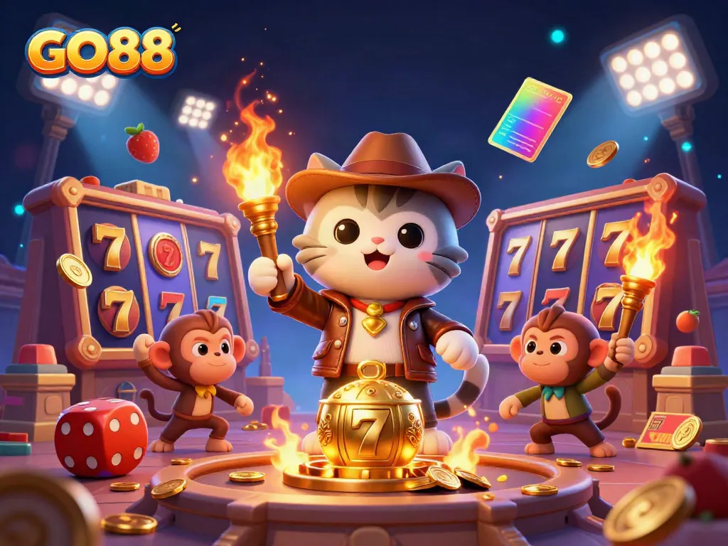 Engage with GO88 for exhilarating slot adventures featuring vibrant characters and gold-filled excitement.