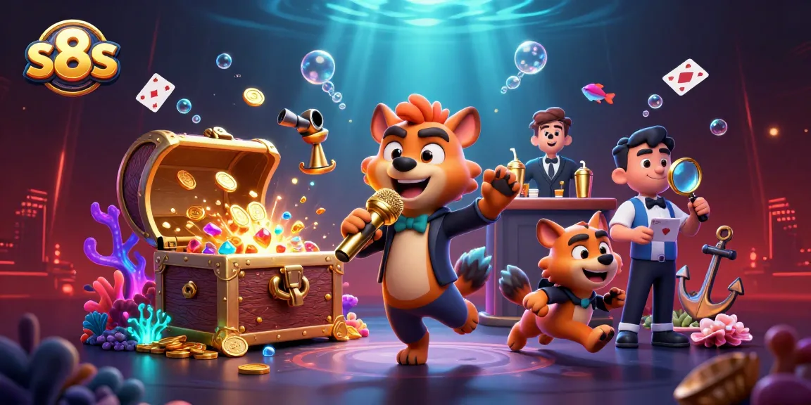 Engage with the exciting atmosphere of s8s casino featuring cartoon hyenas in a vibrant gambling scene.