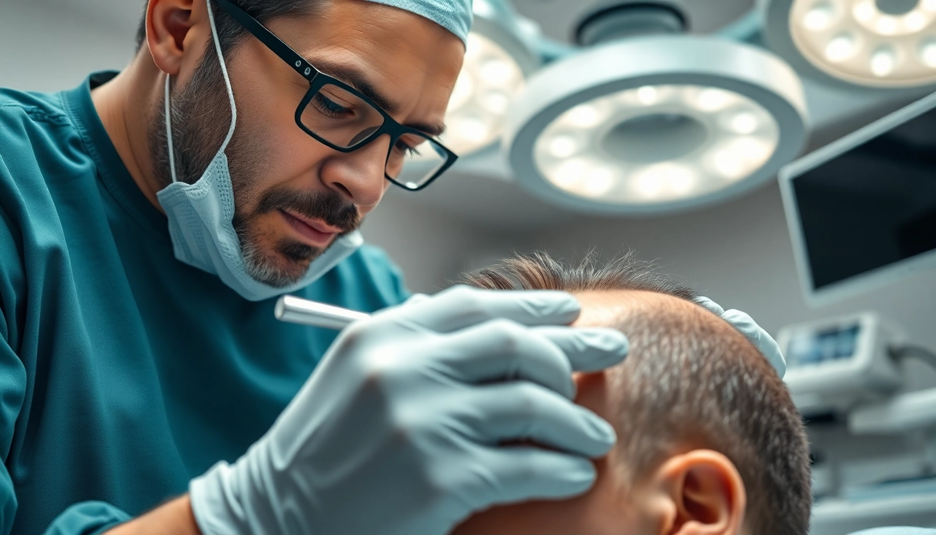 Detail of Haartransplantation Türkei kosten während einer Behandlung in einer modernen Klinik.