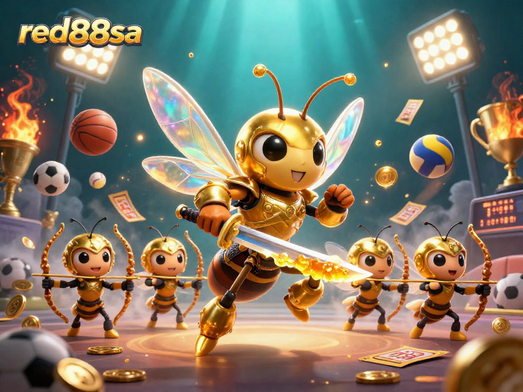 Bet on thrilling sports action with red88sa, showcasing dynamic games, trophies, and winning moments.