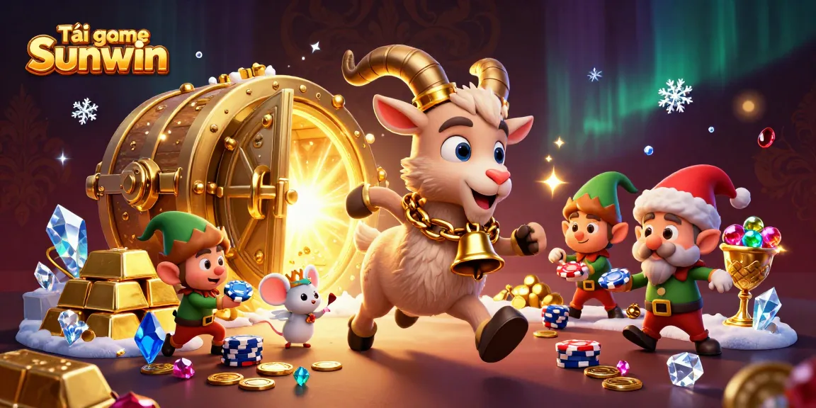 Tải game Sunwin at a festive holiday-horror casino with Krampus, an angel mouse, and mischievous elves.