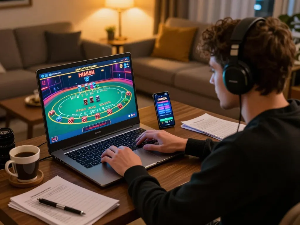 Engaging in live blackjack on mm88 com from the comfort of home, showcasing online gaming