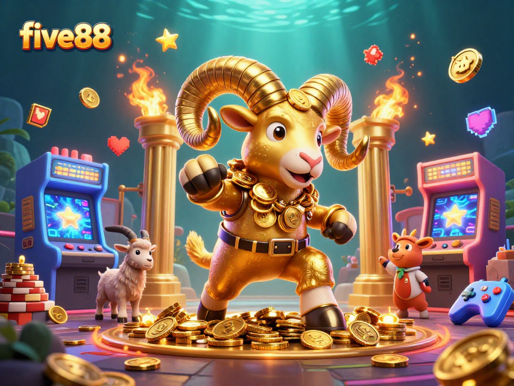 Experience five88's thrilling casino action with vibrant characters and game elements in a dynamic 3D scene.