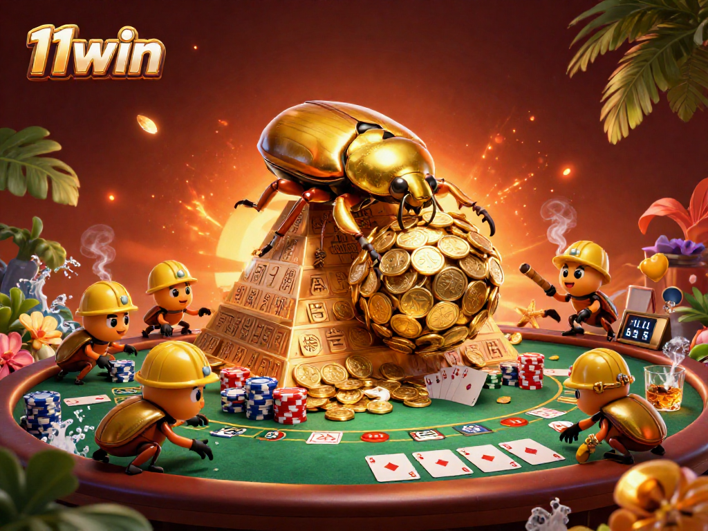 Experience thrilling casino action with 11win, featuring cartoon characters in a vibrant gambling scene.