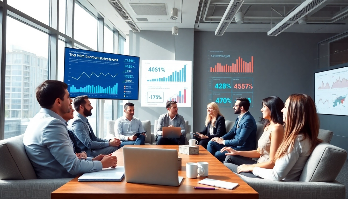 Wirtschaft Regional meets diverse professionals in a modern office setting highlighting economic trends.