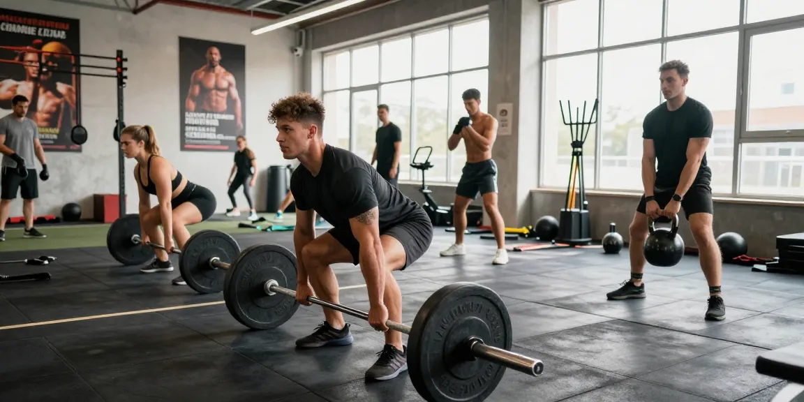 Fitness-Enthusiasten, die in einem modernen Fitnessstudio trainieren und Produkte des Anabolika Shops Deutschland zur Muskelbildung und Krafttraining präsentieren.