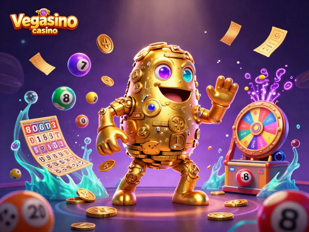 Experience thrilling excitement with Vegasino Casino’s vibrant gaming scene filled with colorful elements.