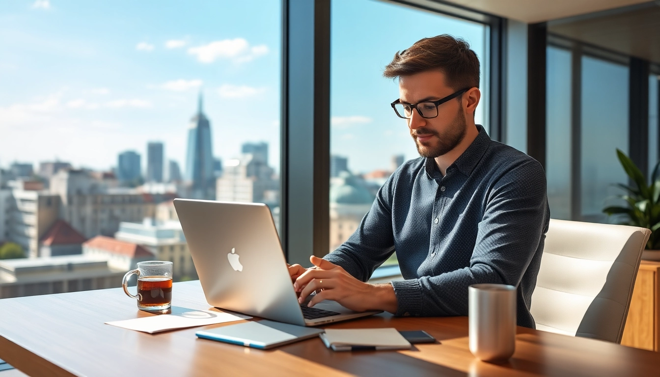 Headhunter Karlsruhe im Büro bei der Arbeit, modern und einladend