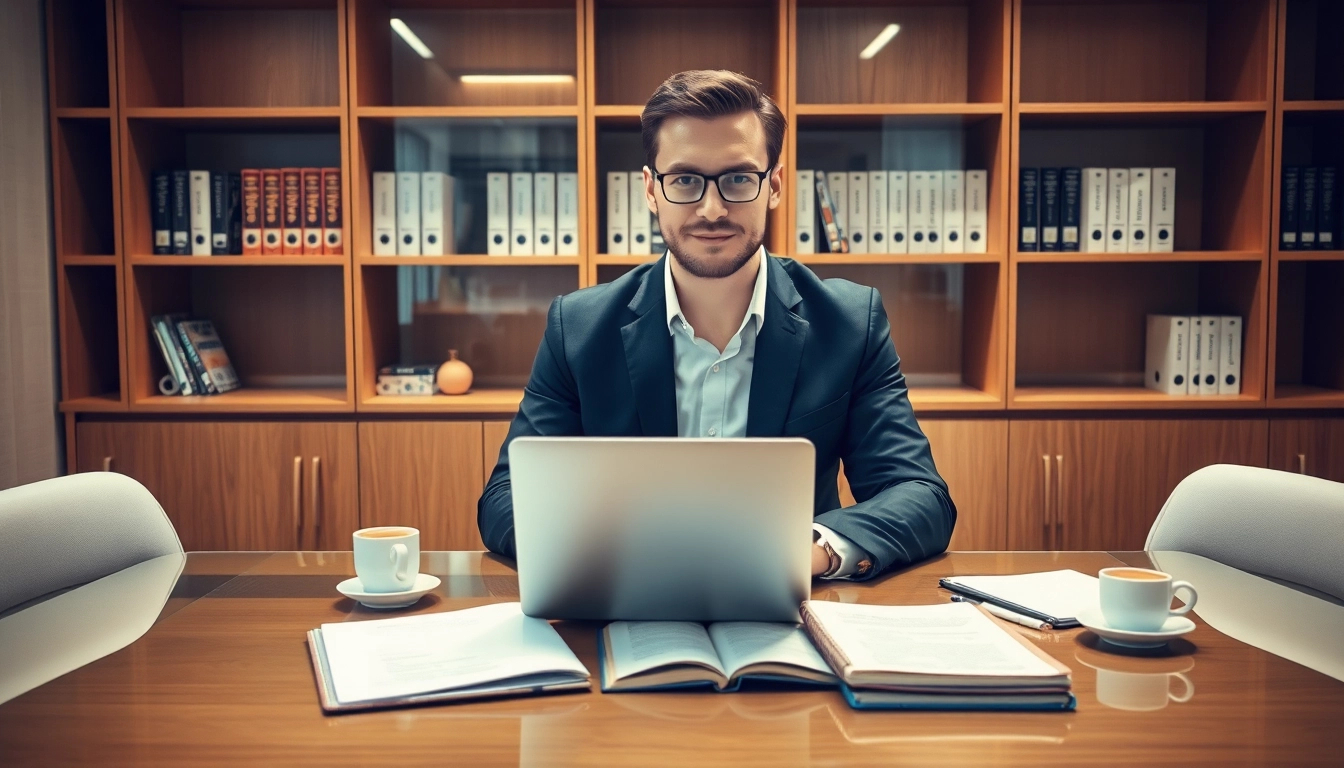 Professioneller Headhunter Vertrieb arbeitet konzentriert am Laptop.