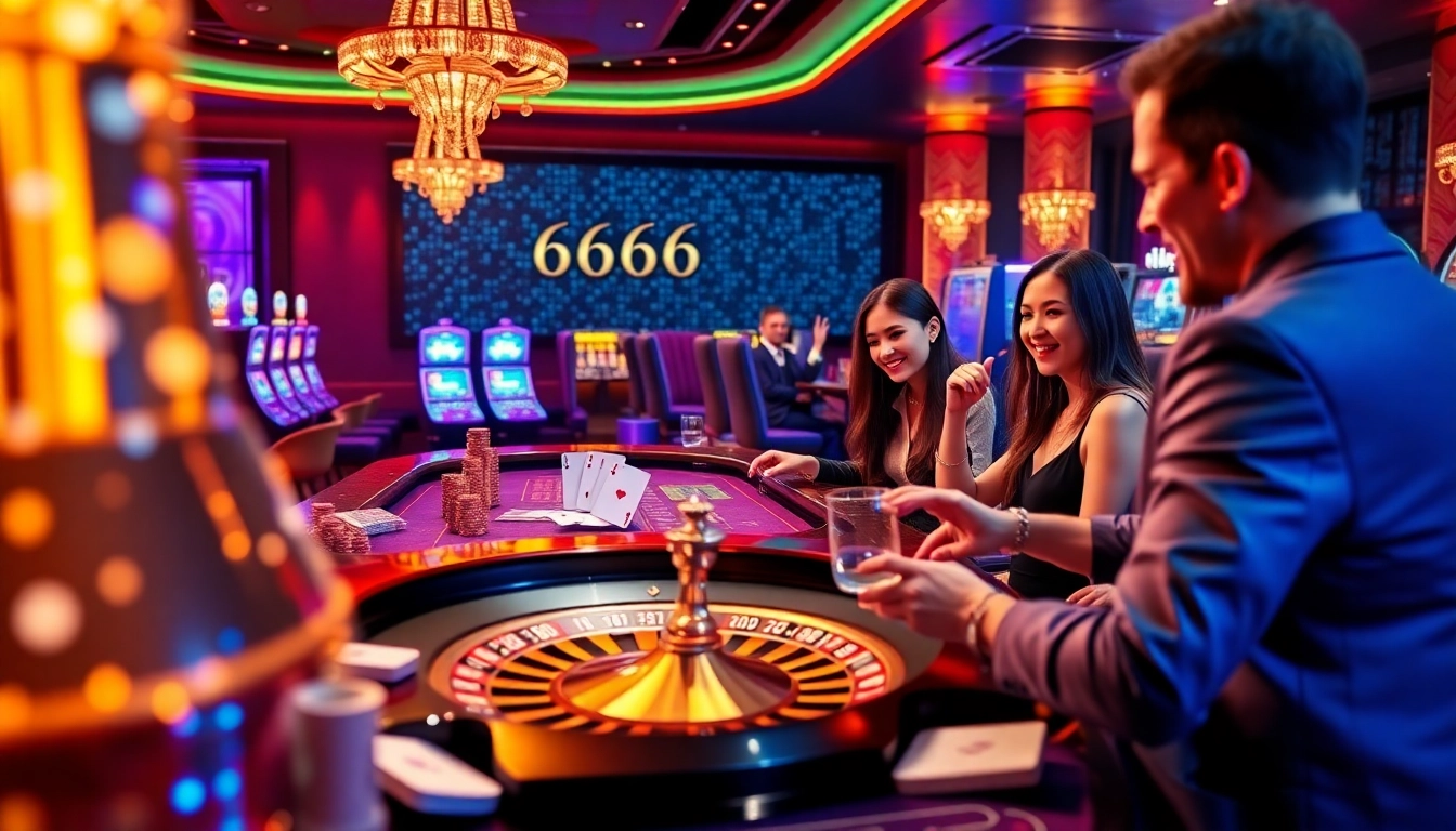 Experience the excitement of gambling at 6666bet with vibrant casino visuals and engaging players.